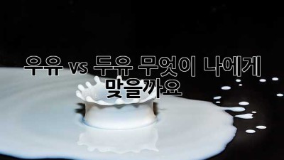 우유 vs 두유: 무엇이 나에게 맞을까요?